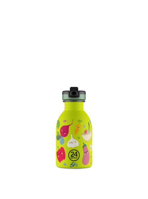 24BOTTLES Kids Urban 250ml rozsdamentes acél kulacs szívószálas kupakkal, Veggie Friends