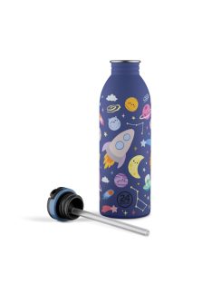   24BOTTLES Kids Urban 500ml rozsdamentes acél kulacs szívószálas kupakkal, Space Friends
