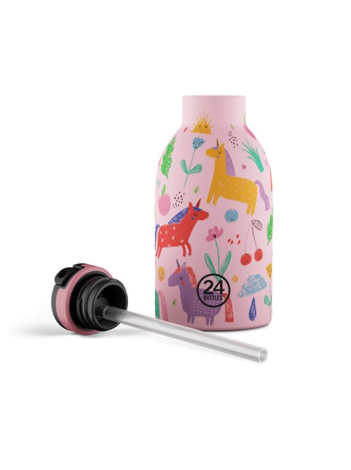 24BOTTLES Kids Clima 330ml rozsdamentes acél termosz szívószálas kupakkal, Magic Friends