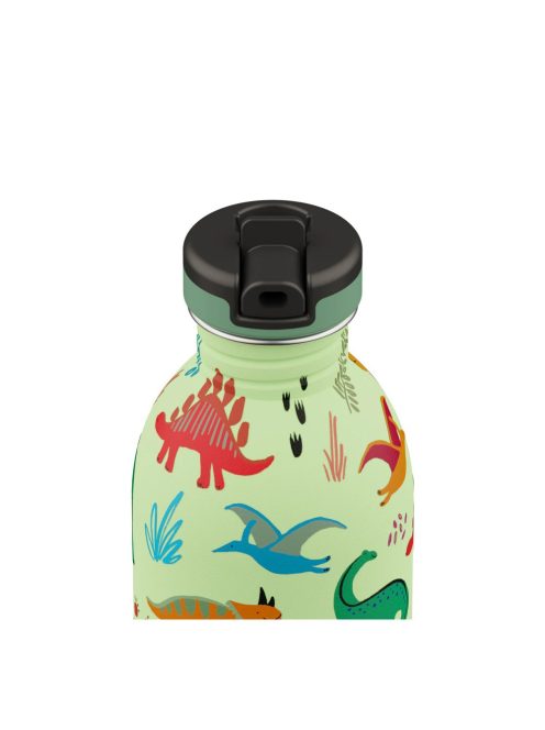 24BOTTLES Kids Urban 250ml rozsdamentes acél kulacs szívószálas kupakkal, Jurassic Friends