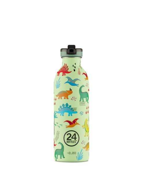 24BOTTLES Kids Urban 500ml rozsdamentes acél kulacs szívószálas kupakkal, Jurassic Friends