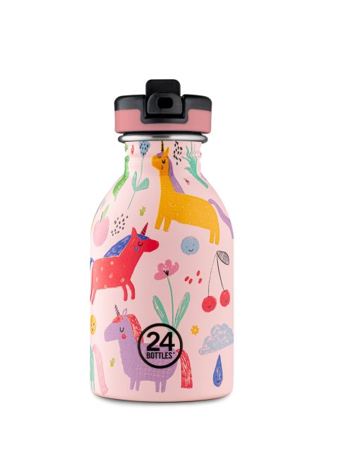 24BOTTLES Kids Urban 250ml rozsdamentes acél kulacs szívószálas kupakkal, Magic Friends