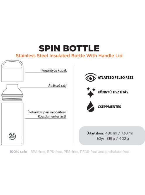 24BOTTLES Spin Bottle 730ml rozsdamentes acél bögre, Hey! Blue
