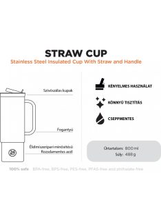   24BOTTLES Straw Cup 800ml rozsdamentes acél bögre szívószállal, Flamingo