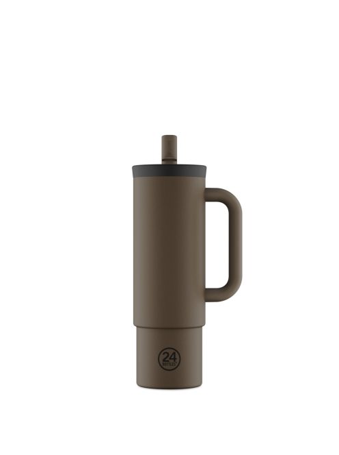 24BOTTLES Straw Cup 800ml rozsdamentes acél bögre szívószállal, Mocha