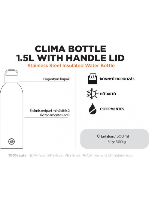 24BOTTLES Clima 1.5l rozsdamentes acél termosz, Tuxedo Black