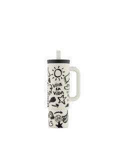   24BOTTLES Straw Cup 800ml rozsdamentes acél bögre szívószállal, Viva la Vida