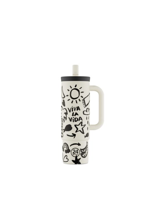 24BOTTLES Straw Cup 800ml rozsdamentes acél bögre szívószállal, Viva la Vida
