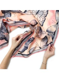 Silk and More PEACH PINK  BUTTERFLY LARGE SILK SCARF