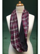 MEN'S INFINITY SCARF - BECP - BURGUNDY WITH ENGLISH CHECKED/DARK GREY - SD42009BECP