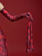 ZAVODI  Zavodi Scarlet Python Glove – 80 cm-es Piros Kígyómintás Elasztikus Kesztyű