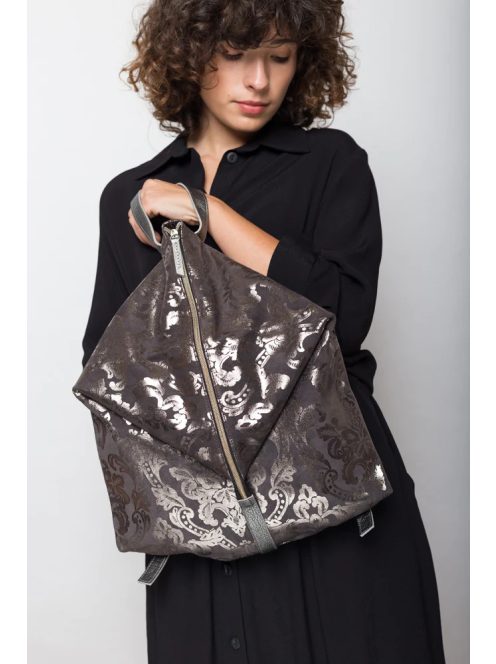 DELTA leather backpack, baroque printed