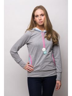 Evetkewear LIGHT GREY HOODIE - FLAMINGO